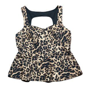 Torrid Black and Brown Animal Print Peplum Sleeveless Womens Top Size 1X